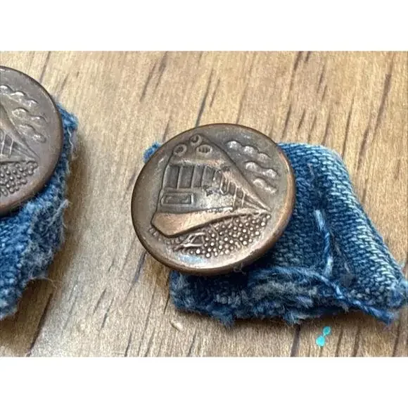 5 RAILROAD TRAINS Stud Overall Work Button 5/8" Inch Engineer Rivets PRR - Picture 6 of 7